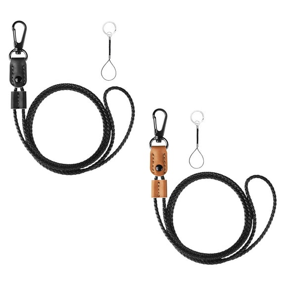 LEORX Mens Key Lanyard for Keys 2 x Keychains in Black Braided Material