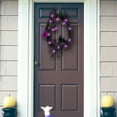 thumbnail image 3 of Halloween Lighted Wreath, Pre-lit Black Wreaths with Rose and Feathered Crow Light Up 20 LED Purple Lights, Natural Vines with Artificial Leaves, Front Door Wall Halloween Decorations, 3 of 6