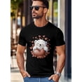 thumbnail image 2 of Camiseta de manga corta para hombre, estilo casual, con cuello redondo y estampado de oso blanco y corazones., 2 of 8