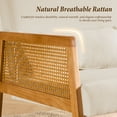 thumbnail image 4 of Falvinoryn 48" Wide Small Loveseat Sofa, 2-Seater Sofa with Rattan Arms & 2 Lumbar Pillows, Linen Upholstered Sofa Couch, Modern Couch for Living Room, Bedroom, Apartment, Beige, 4 of 8