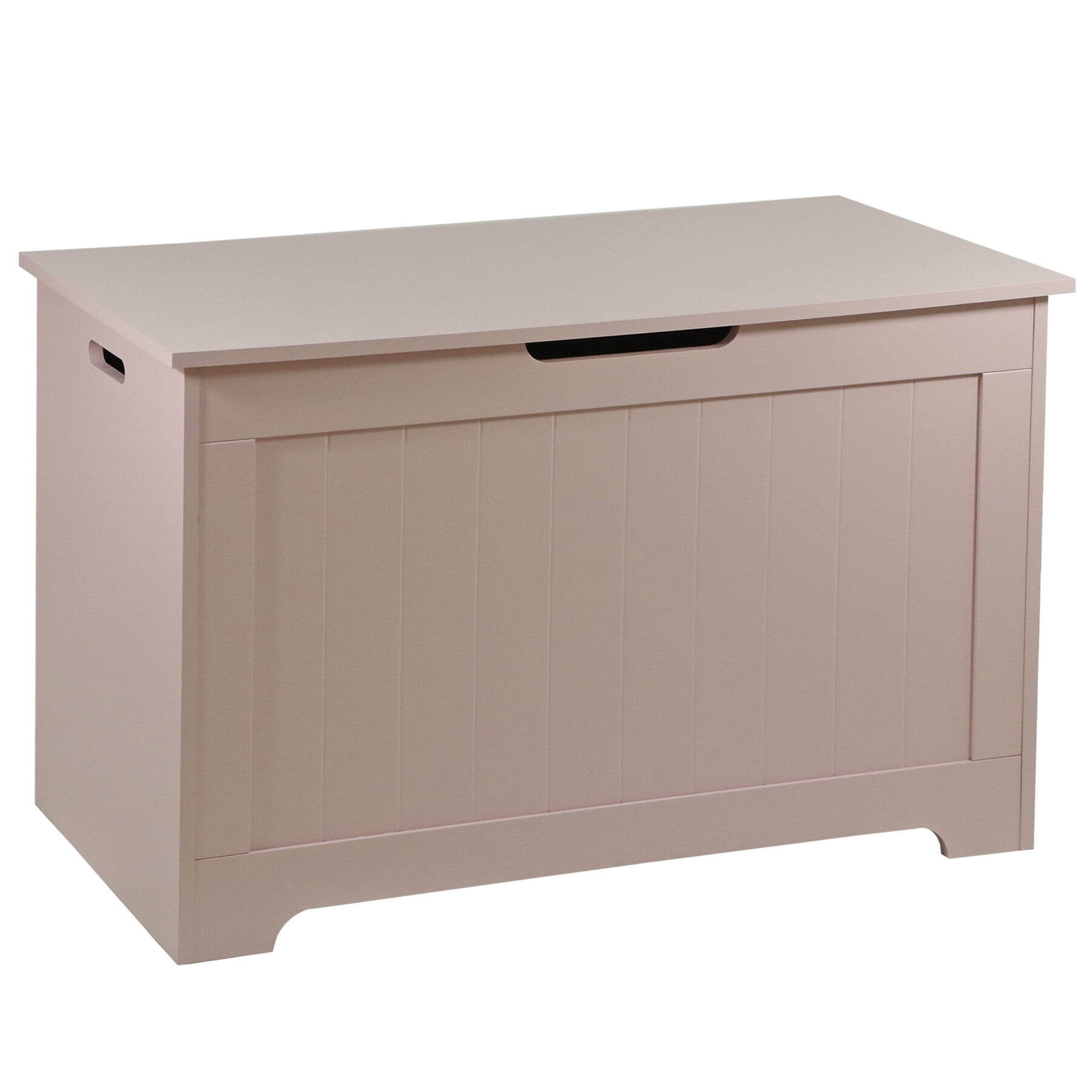 HomGarden 150L Wood Toy Chest Child Storage Box Cabinet W/Safety Hinged Lid, Pink