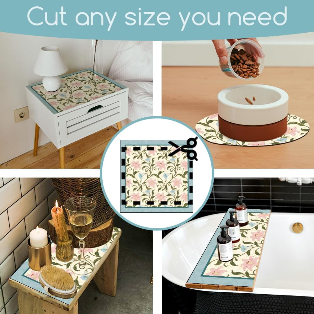 Lily Vine Flowers Laundry Room Washer Dryer Dust Cover Mat 23.6x23.6inch Morning Glory Washing Machine Top Protector Pads Vintage Multi-color