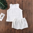 thumbnail image 2 of SUNSIOM Baby Girls Boys Cotton Linen Sleeveless Tank Tops + Mini Shorts Set, 2 of 8