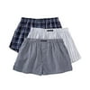Men's Perry Ellis 879776 100% Cotton Plaid & Stripe Woven Boxers - 3 Pack (Navy/White XL)
