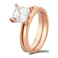 thumbnail image 2 of 1-1/2 Carat T.W. Square Swarovski Sterling Silver Pink Plated Solitaire Bridal Set, 2 of 3