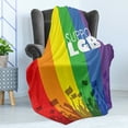 thumbnail image 4 of Pride Soft Flannel Fleece Throw Blanket, Support LGBT Calligraphy with Celebration Theme Crowd People Silhouette with Flags, Cozy Plush for Indoor and Outdoor Use, 50" x 60", Multicolor, by Ambesonne, 4 of 5