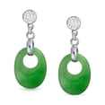 thumbnail image 2 of Bling Jewelry Womens Dyed Green Jade Good Fortune Dangle Gemstone Earrings in Sterling Silver, 2 of 5