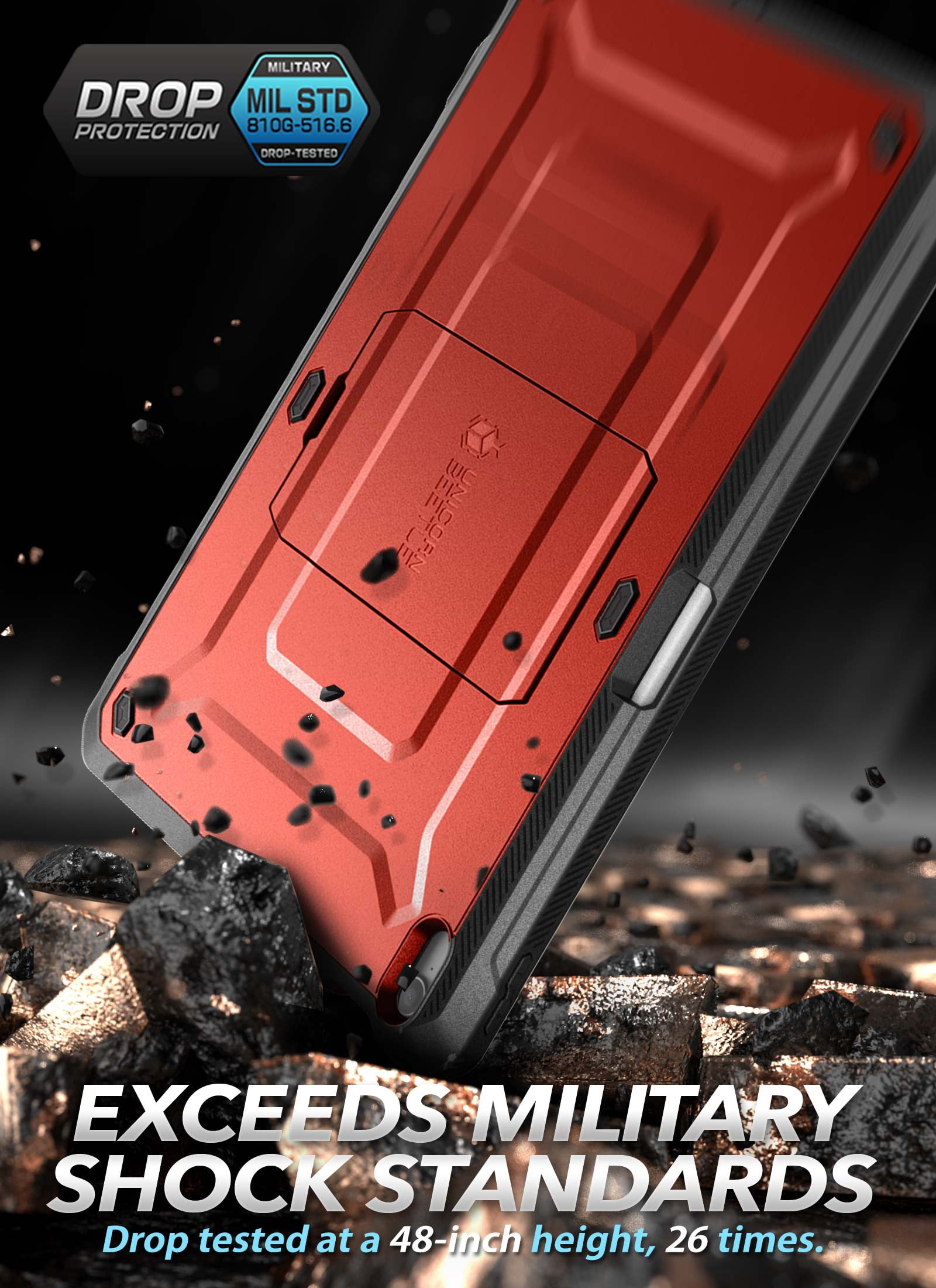SupCase Unicorn Beetle Pro - Protective case for tablet - rugged - polycarbonate, thermoplastic polyurethane (TPU) - metallic red - 8.3" - for Apple iPad mini (6th generation)