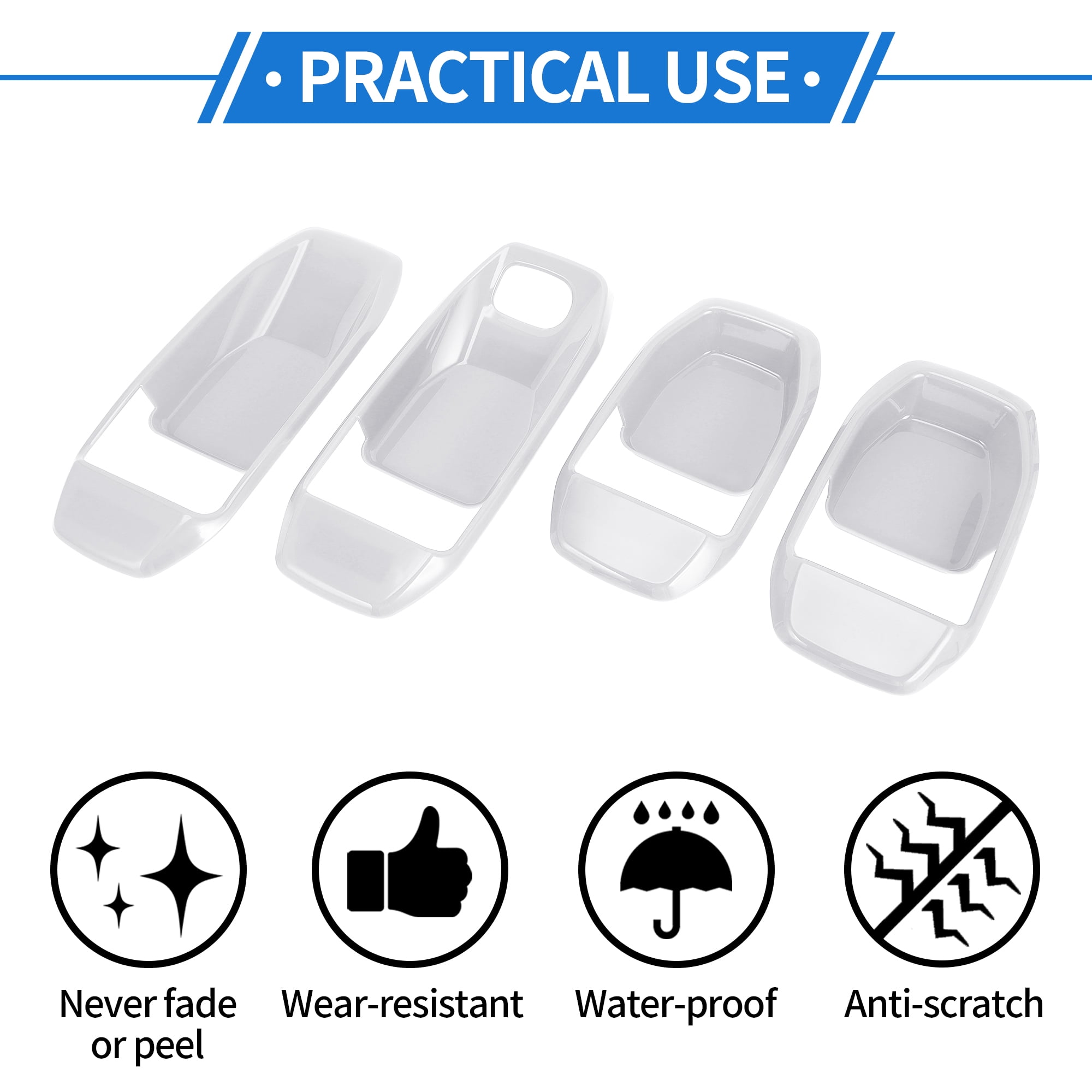 Unique Bargains 4 Pcs Door Bowl Cover Trim Compatible for Jeep Wrangler JL 2018-2022 ABS White Exterior Accessories