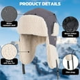 thumbnail image 4 of KANCOKIT Unisex Winter Hats, Windproof Trapper Hat with Ear Flaps Russian Ushanka for Cold Weather, Black, 4 of 9