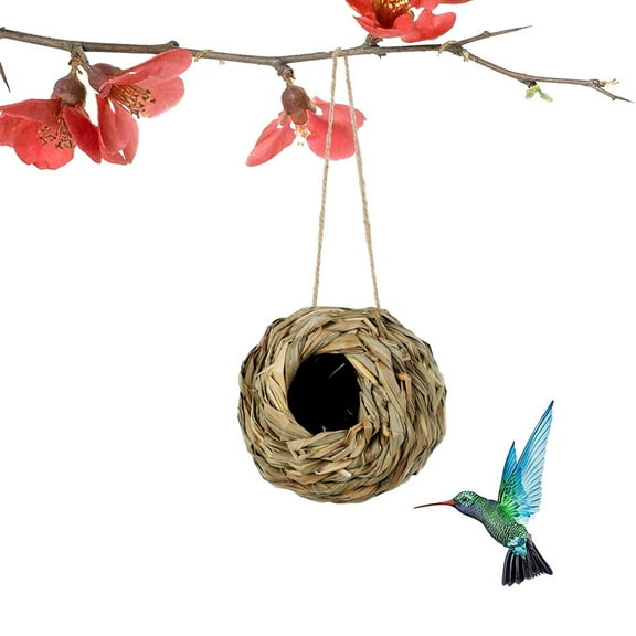 Hummingbird Nest Bird Nest Weaving Grass Bird House Outdoor Hanging, Hummingbird House, Bird House, Blue Bird House, Outdoor Gardening Decoration