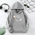 thumbnail image 4 of Big Girls Hooded Sweatshirt Kids Pullover Hoodie Casual Football Print Unisex Athletic Top Clothes Grey Size 9-10T, 4 of 4