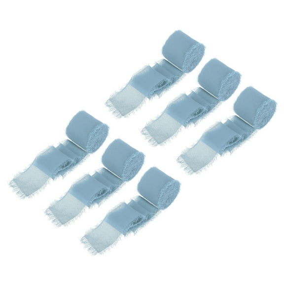 Uxcell Chiffon Ribbon, 1.5"x7 Yard Silk Ribbon Dusty Blue Tulle Satin Fabric Ribbon for Gift Wrapping,6pcs