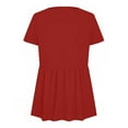 thumbnail image 6 of ATOYSOY Women's Round Neck Pullover Eyelet Plus Size Tops Loose Tunic Solid Color Tees Trendy Causal Workout Comfy Retro Short Sleeve T Shirts for Girls Red XXXL, 6 of 7