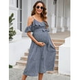 thumbnail image 6 of KOJOOIN Women's Maternity 2024 Fashion Dress Ruffles Short Sleeve Spaghetti Strap Nursing Floral Dress V Neck A Line Tiered Dress, 6 of 8