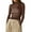 Dark Brown, variant on Women T-shirt, Long Sleeve Turtleneck Swiss Dots See-through Slim Fit Sheer Tops Clubwear