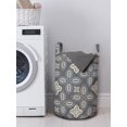thumbnail image 3 of Abstract Laundry Bag, Floral Inspired and Shapes Oriental Bohemian Feels, Hamper Basket with Handles Drawstring Closure for Laundromats, 13" x 19", Dimgray Champagne, by Ambesonne, 3 of 4