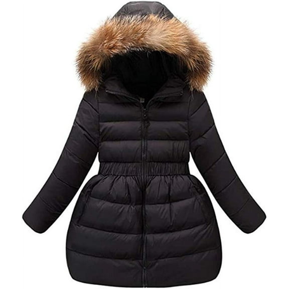 YOUI-GIFTS Girls Winter Parka Down Coat Puffer Jacket Tutu Overcoat with Fur Hood 4-10T