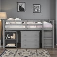 thumbnail image 2 of Tcbosik Full Size Loft Bed with Desk, Shelves and 3 Drawers, Wood Bed Frame with Ladder and Guardrail, Space Saving, Gray, 2 of 9