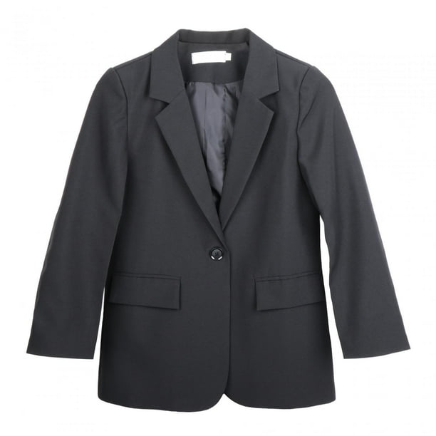 Chaquetas casuales para mujer, chaqueta de traje de color sólido con manga larga y parte delantera abierta para mujer L