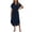Navy, variant on Vivianyo HD Women's Collar Full Button Belted Shirt Midi Dress, Solid Short Sleeve Self Tie Waist Split Hem Dresses for Women Summer Beach, Women's Orange, Sizes S-3XL