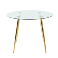 thumbnail image 6 of 39.4" Modern Minimalist Round Glass Dining Table, Clear Glass Top & Gold-Plated Metal Legs, for Kitchen/Dining/Living Room, 6 of 7
