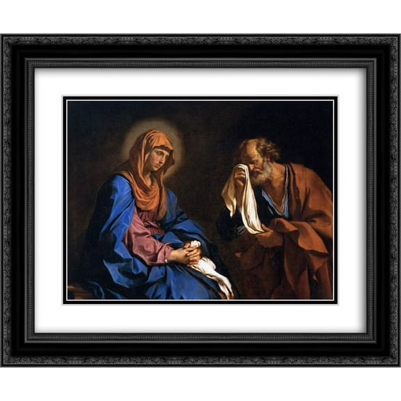 Guercino 2x Matted 24x20 Black Ornate Framed Art Print 'St Peter Weeping before the Virgin '