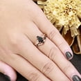 thumbnail image 2 of Bat Wings Black Onyx Gothic Engagement Ring Set – Star & Moon Wedding Rings in 14K Rose Gold Vermeil | Diamond Band Halloween Gift for Her, 2 of 4