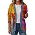 thumbnail image 2 of HAOTAGS Women's Long Sleeve Lapel Collar Denim Jacket, Hoodless Jean Coat, Button Front Casual Outerwear Multicolor Size 2XL, 2 of 3