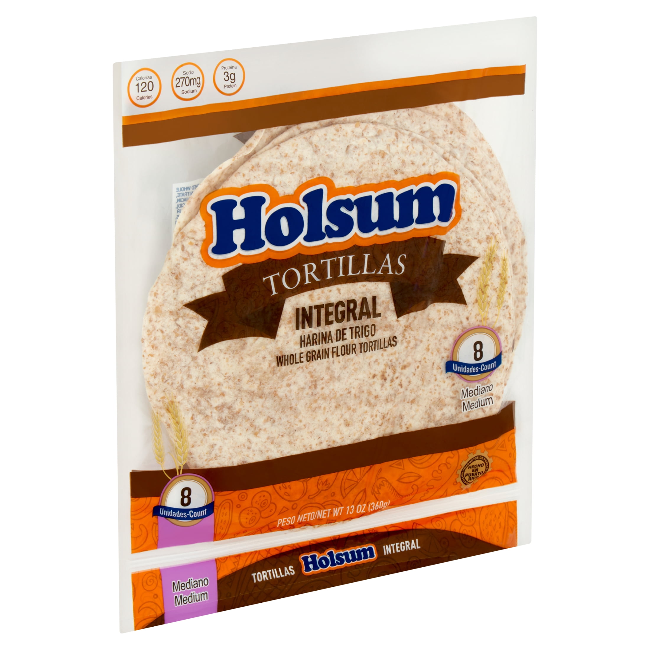 Holsum, Soft Whole Wheat Flour Tortilla, 13 oz, 8 Count, Shelf Stable