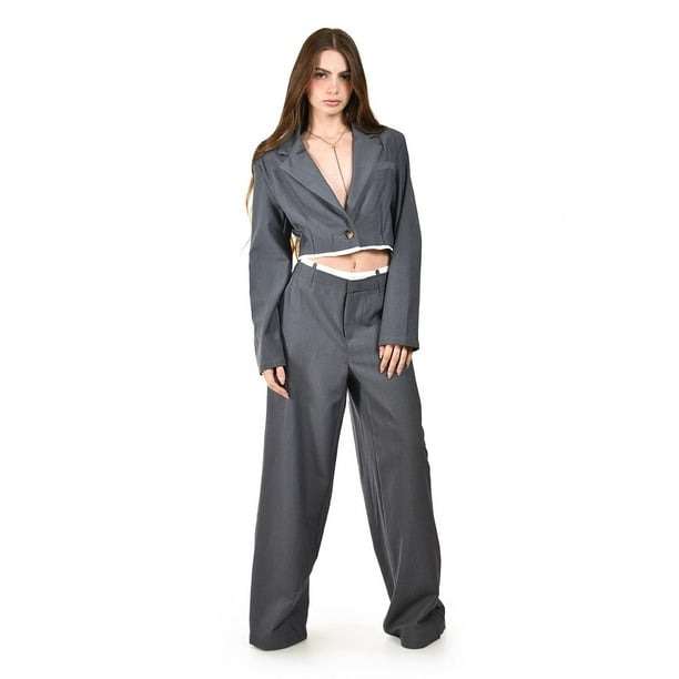 Traje sastre cropped Roman Fashion /Juvenil, 07377 (Gris obscuro) gris oscuro G
