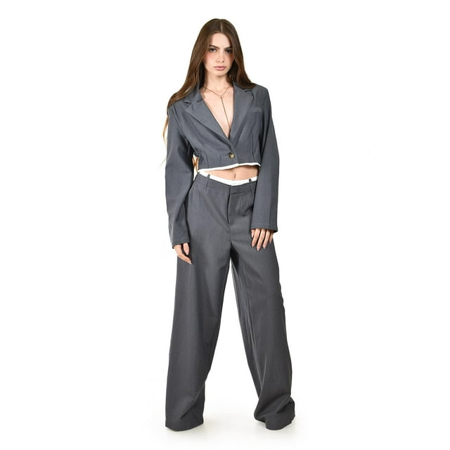 Traje sastre cropped Roman Fashion /Juvenil, 07377 (Gris obscuro) gris oscuro M