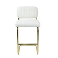 thumbnail image 3 of 27 Inch Boucle Fabric Dining Chairs, Mid-Century Dining Chair with Golden Metal Legs, Simple Bar Stool Upholstered Dining Chairs, Armless Bar Chairs Dining Room, Kitchen, Vanity(Ivory,Set of 6), 3 of 11