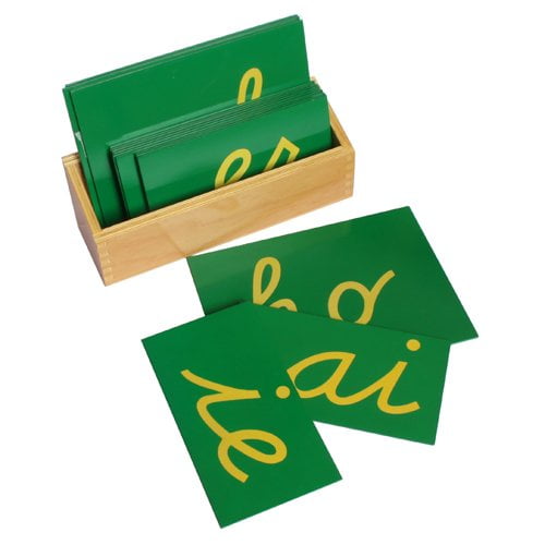 Montessori Papier de Verre Lettres Doubles, Cursive avec Boîte