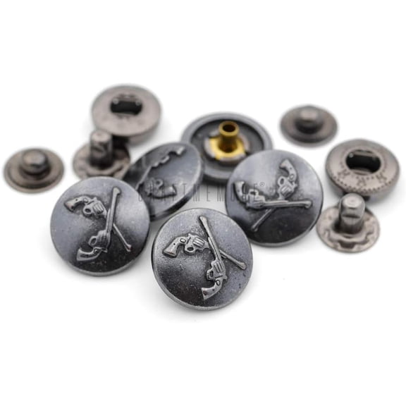 CRAFTME STUDIO Antique Cross Snap Fasteners, Metal Popper Snaps with Rivet Studs for Leather Crafts & Wallets (5/8 Inch Cap, Pack of 10)