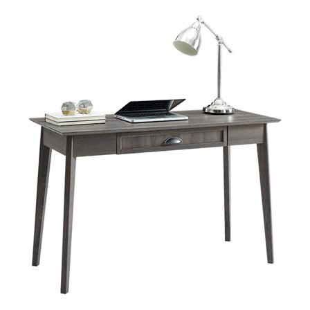 Pemberly Row Wood Computer/Writing Desk with Drawer in Smoke Oak