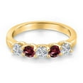 thumbnail image 3 of Gem Stone King 18K Yellow Gold Plated Silver Lab Grown Diamond and Red Rhodolite Garnet Wedding-Bands Ring for Women | 0.95 Cttw | Round 3.5MM | Gemstone April Birthstone | Size 5, 3 of 6