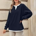 thumbnail image 4 of hxobax Womens Fall Pullover Tops Oversized Fleece Sweatshirt Long Sleeve Crewneck Jumper Tunic Shirt, 4 of 7