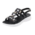 thumbnail image 2 of Beach Sandals, Wedge Sandals Open Toe Sandals for Women Summer Comfortable Dressy Platform Wedges Shoes Wide Width Buckle Ankle Strap Hollow Out Beach Athletic Walking Sandal, Black 5.5, 2 of 7