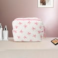 thumbnail image 5 of Unique Bargains 1 Pc Square Bag with Pendant Bow Makeup Bag White Pink Polyester, 5 of 6
