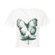 thumbnail image 2 of Moda mujer casual apretado cuello redondo mariposa impresa camiseta manga corta tops blusa Pompotops  hkajfhjk459172, 2 of 3