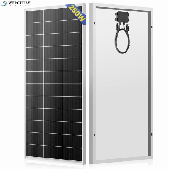WERCHTAY 250W 12V Mono Solar Panel 12BB Power RV Camping Home Boat Camp Off Grid Charger