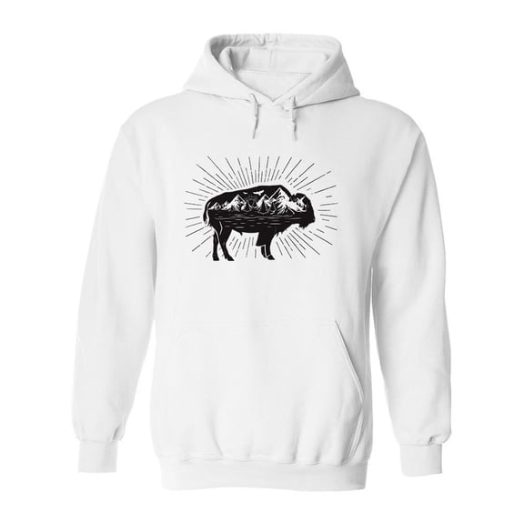 Buffalo With Mountains Hoodie Men -Image by Shutterstock, Male x-Large