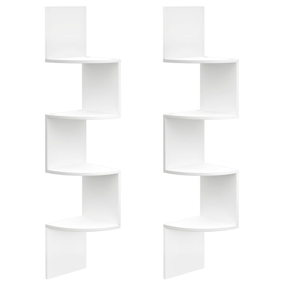 HOOBRO Corner Shelf Wall-Mounted, Set of 2 Floating Corner Shelves for Wall, 4-Tier Corner Bookshelves for Living Room, Bedroom, Bathroom, Home Office, White WT25BJP201