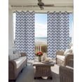 thumbnail image 4 of Boho Blue Blackout Curtains 63 Inches Long for Bedroom, White Chevron Stripes Abstract Geometric Thermal Insulated Room Darkening Black Out Window Curtain Panels Grommet Drapes for Living Room, 4 of 8