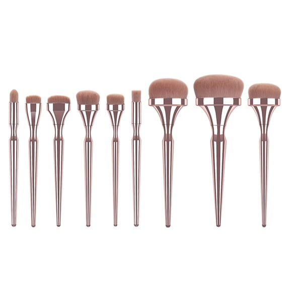 LOLIPPYY 9-Piece Rose Foundation Brush Set for Liquid and Cream Makeup, Professional Women’s Makeup Tools