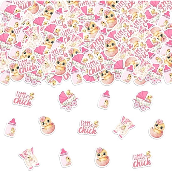 Little Chick Baby Shower Decorations, 200Pcs Little Chick Confetti for Table, Chicken Farm Animals Barnyard Party Supplies for Girls
