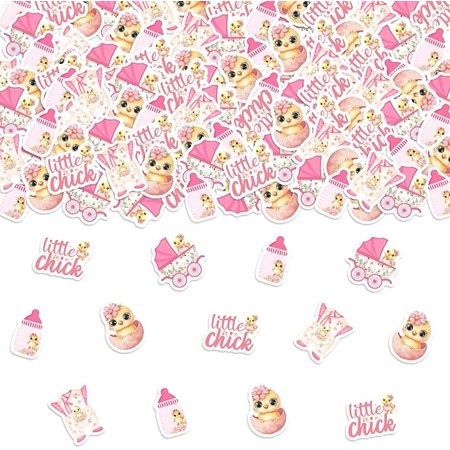 Little Chick Baby Shower Decorations, 200Pcs Little Chick Confetti for Table, Chicken Farm Animals Barnyard Party Supplies for Girls