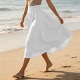 thumbnail image 5 of Skirts for Women Elegant Solid Color Casual Skirt with Elastic Waist for Everyday Wear and Travel Versatile Women's Skirt for Summer Style White S, 5 of 7