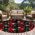 thumbnail image 4 of Round Rugs 7Ft, Buffalo Plaid Christmas Round Area Rug Washable Indoor Throw Carpet, Xmas Snowflake Red Green Large Non Slip Circle Rug for Dining Room Playroom Home Decor Aesthetic, 4 of 8